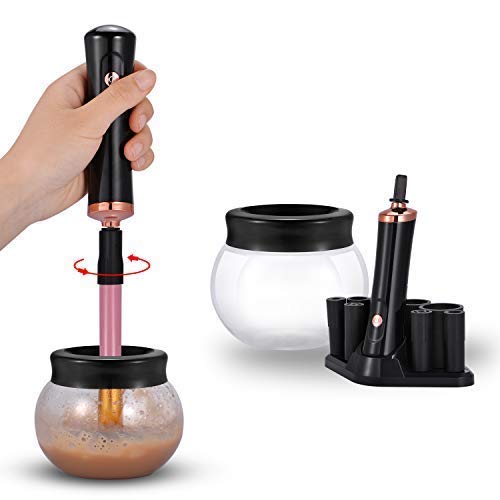 ADDSMILE Limpiador Y Secador Eléctrico Para Brochas De Maquillaje de 360 Grados de Rotación con 8 Cuellos Eléctrico Automático Máquina para la Mayoría de Brochas Cosméticos