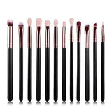 Brochas para ojos, GLURIZ 12 Piezas Brochas Ojos, Base Maquillaje Professional, Set de Brochas, Pinceles de Maquillaje, Color Negro