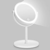 Espejo Maquillaje con Luz LED Espejo de Maquillaje Táctil Ultra Alta Definición Profesional Espejo Cosmético Plegable Espejos Maquillaje de Escritorio - Mesa Giratoria de Dos Caras Rotación Ajustable de 360°blanco