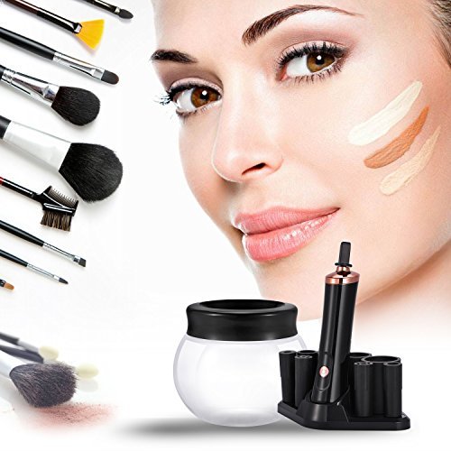 ADDSMILE Limpiador Y Secador Eléctrico Para Brochas De Maquillaje de 360 Grados de Rotación con 8 Cuellos Eléctrico Automático Máquina para la Mayoría de Brochas Cosméticos