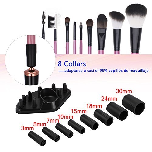 ADDSMILE Limpiador Y Secador Eléctrico Para Brochas De Maquillaje de 360 Grados de Rotación con 8 Cuellos Eléctrico Automático Máquina para la Mayoría de Brochas Cosméticos