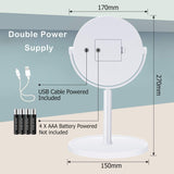 Espejo Maquillaje con Luz LED Espejo de Maquillaje Táctil Ultra Alta Definición Profesional Espejo Cosmético Plegable Espejos Maquillaje de Escritorio - Mesa Giratoria de Dos Caras Rotación Ajustable de 360°blanco