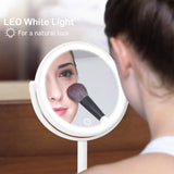 Espejo Maquillaje con Luz LED Espejo de Maquillaje Táctil Ultra Alta Definición Profesional Espejo Cosmético Plegable Espejos Maquillaje de Escritorio - Mesa Giratoria de Dos Caras Rotación Ajustable de 360°blanco