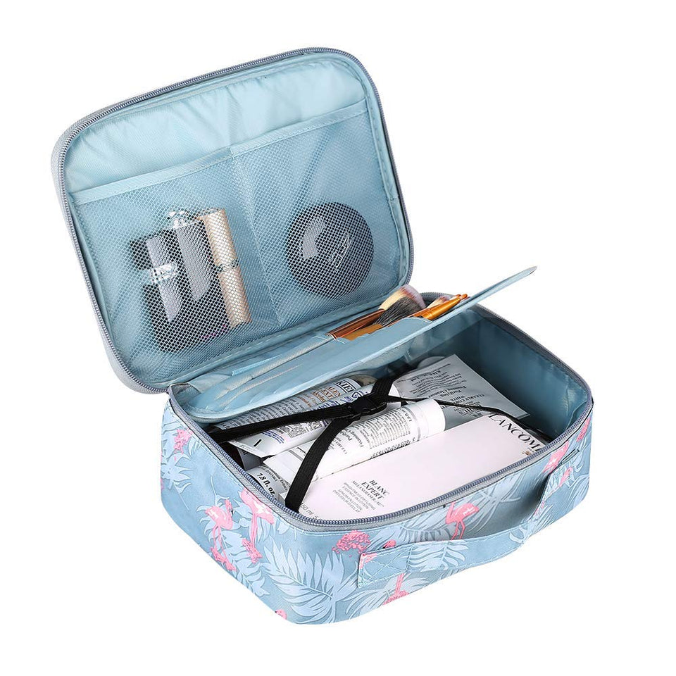 JSBelle Organizador de bolsas de cosméticos de viaje portátil, bolsas de aseo para mujeres (Azul)