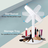 Espejo Maquillaje con Luz LED Espejo de Maquillaje Táctil Ultra Alta Definición Profesional Espejo Cosmético Plegable Espejos Maquillaje de Escritorio - Mesa Giratoria de Dos Caras Rotación Ajustable de 360°blanco