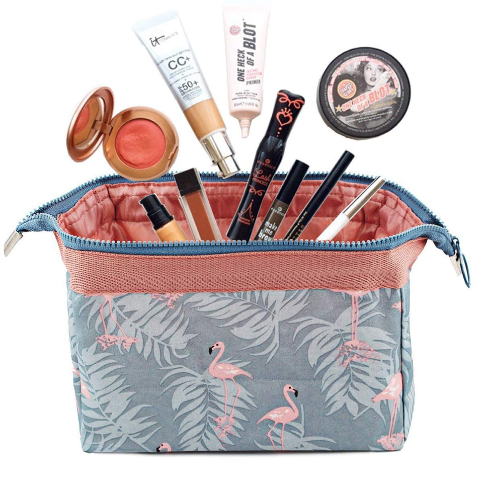 JSBelle Bolsas de cosméticos organizador, Organizador de pinceles de maquillaje portátil (Azul claro)