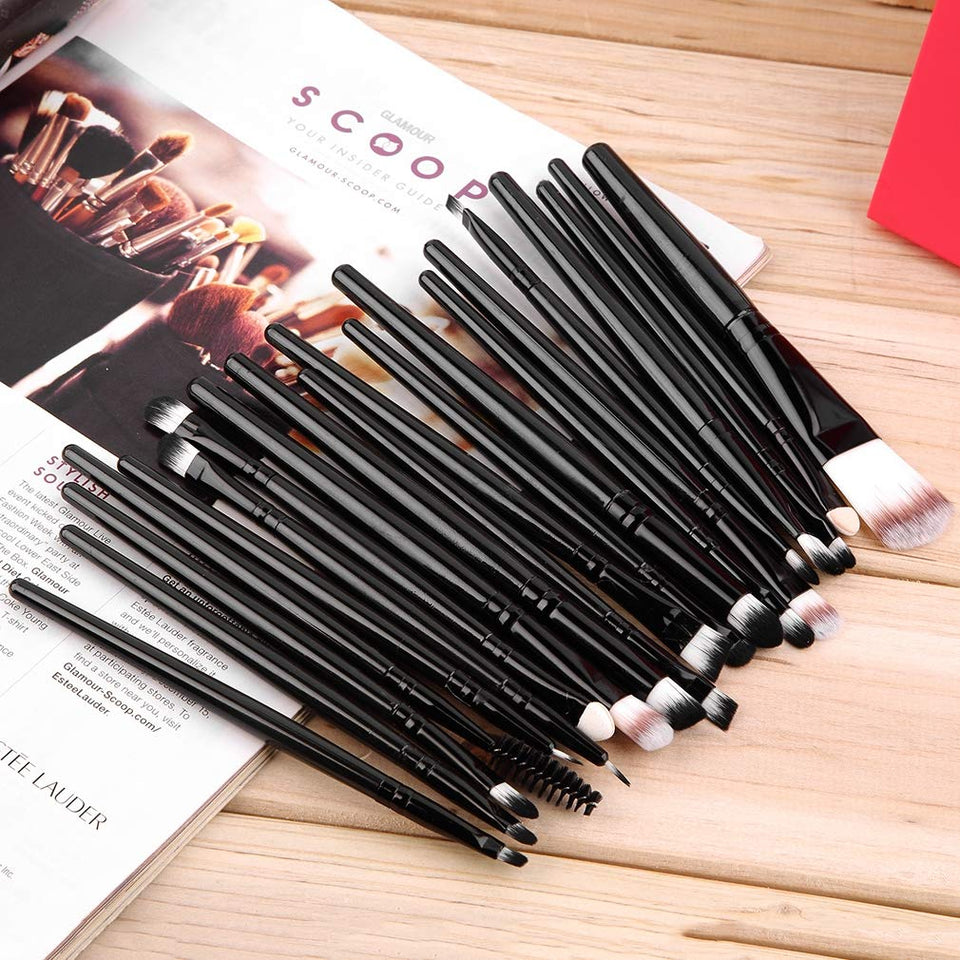 FairytaleMM Nuevo 20 unids Profesional Maquillaje Belleza Cosmética Blush Black Brushes Kits Foundation, Powder Make up Brush Envío Gratis