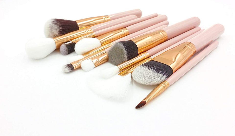 Maquillali 15 Piezas de Brochas con Bolsa Cosmética para Maquillaje (Rose-Golden)