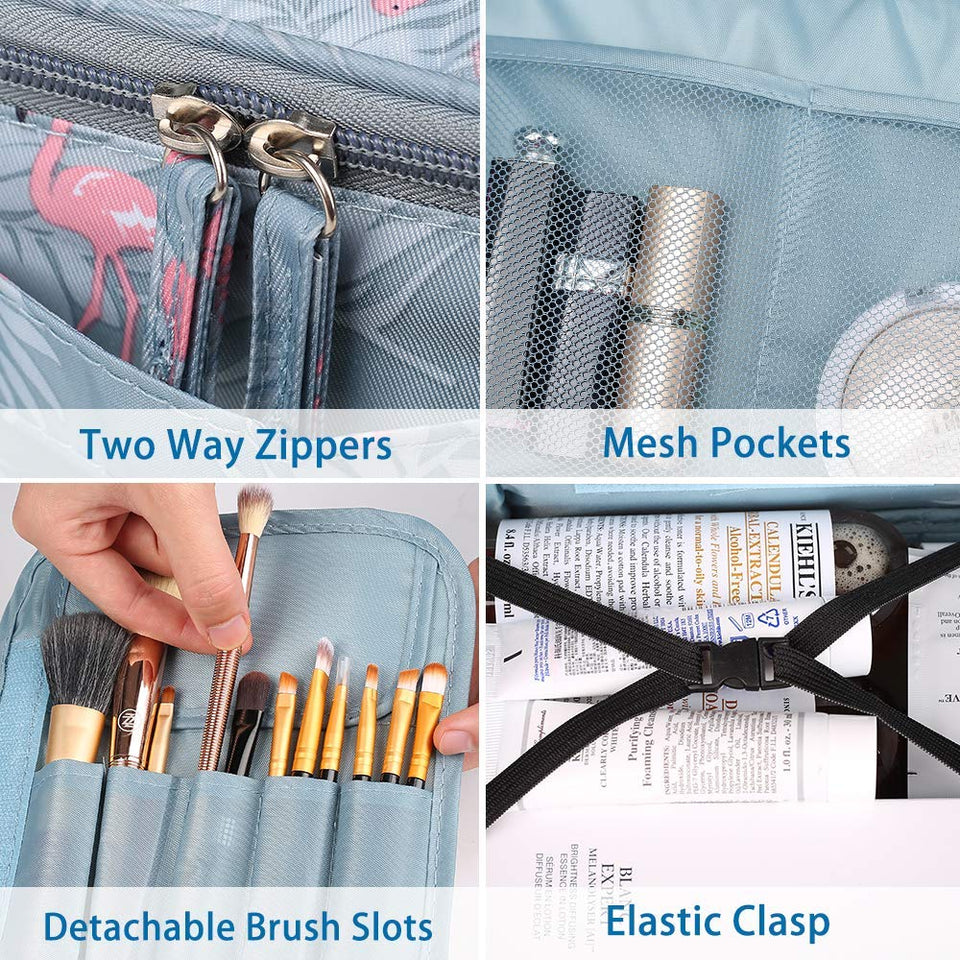 JSBelle Organizador de bolsas de cosméticos de viaje portátil, bolsas de aseo para mujeres (Azul)