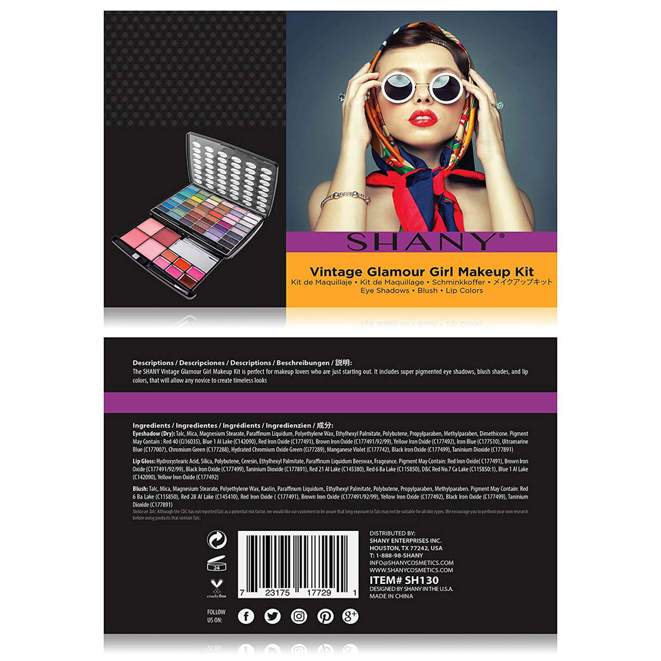 SHANY Cosmetics, Glamour Girl - Kit de Maquillaje, 48 Sombras / 4 Rubores / 2 Polvos