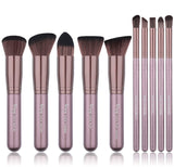 Pinceles de maquillaje, Qivange sintético Kabuki Pinceles de maquillaje Set Foundation Blush Powder Pinceles de sombra de ojos Cosmetic Brush Kit (10 piezas de café dorado)