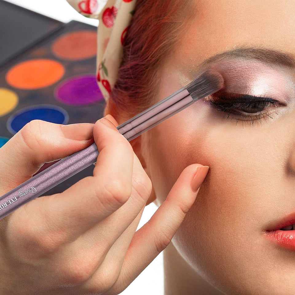 Pinceles de maquillaje, Qivange sintético Kabuki Pinceles de maquillaje Set Foundation Blush Powder Pinceles de sombra de ojos Cosmetic Brush Kit (10 piezas de café dorado)